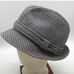 Country‎ Gentleman Plaid Tweed Fedora Hat Mens Large USA grandpa core vintage